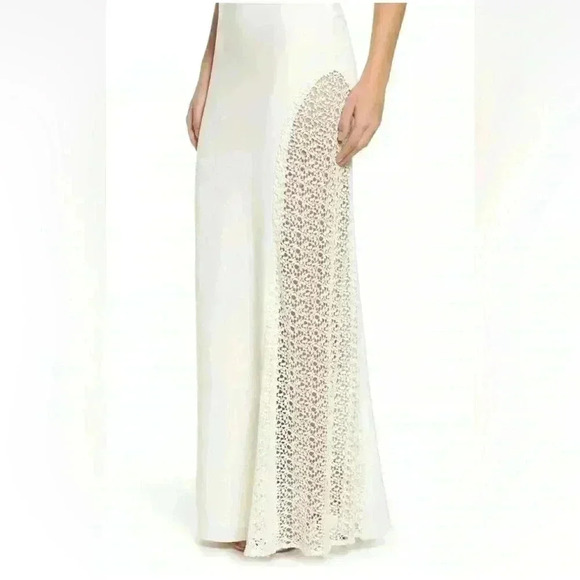 MARIA BIANCA NERO Olivia Lace Inset One-Shoulder Gown Ivory SZ 4 *Worn Once - Picture 3 of 11